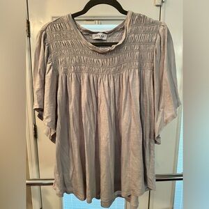 Size 2X Gilli Light Gray Smocked Blouse. Never worn!